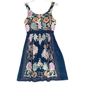 Moulinette Soeurs Dress Womens Small Blue Mabel Silk Floral Lined Anthro…
